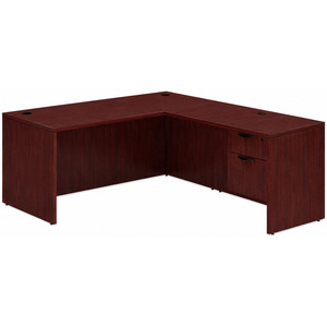 CLALD2037- Classic L-Shape Desk 66" W x 30" D with 42" Return and Box/File Pedestal- Mahogany