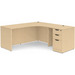 CLALD1005R- Right-Handed Classic L-Shape Workstation 66" W x 24" D with 42" Return and Box/Box/File Pedestal- Maple