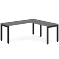 Elements L-Shape Desk 72" x 60" x 24"D - Newport Grey with Black Legs