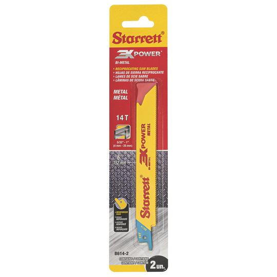 STARRETT B614-2 Metal Cut 6'' x 3/4 x .035 x 14T, 3X POWER, 2 Pack