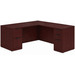 CLALD1040- Classic L-Shape Desk 66" W x 30" D with 47" Return and 2 Full Pedestals- Mahogany