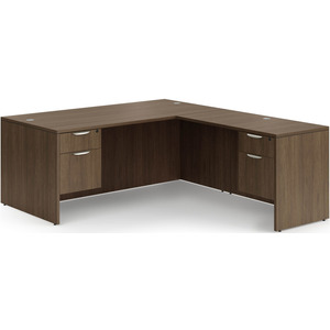 CLALD2039- Classic L-Shape Desk 66" W x 30" D with 42" Return and 2 Box/File Pedestals- Modern Walnut