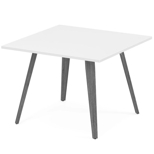 Signature Square Meeting Table 42" - White with Newport Grey Wood Legs
