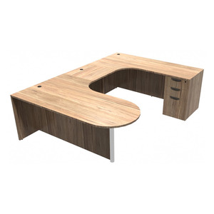 CLAUD1006R- Right-Handed Classic Bullet U-Station 71" W x 102" D with Box/Box/File Pedestal- Aspen/Silver