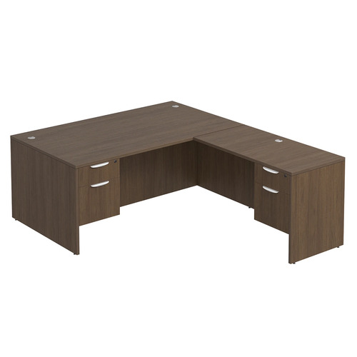 Classic L-Shape Desk 83" X 71" with 2 Box/File Pedestals - Modern Walnut