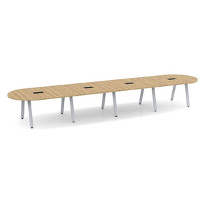SIGRT3216N-METAL - 18 ft. Signature Racetrack Conference Table with Silver Metal VA Legs