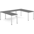 Elements U-Shape Desk 102" x 72" - Newport Grey with White Legs