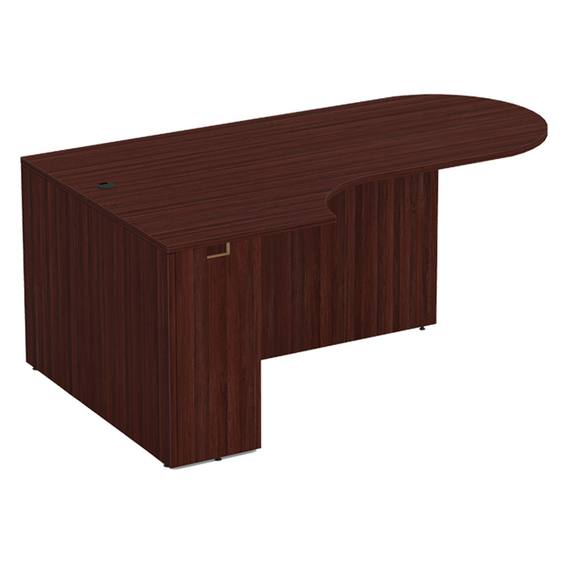 PL133L 71" BULLET DESK W/CORNER EXTENSION- LEFT- Mahogany
