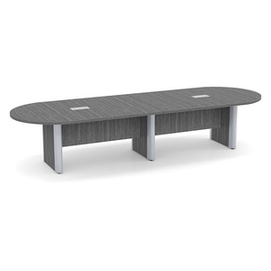 12ft Racetrack, accent base Conference Table: NEWPORT GRAY w/SILVER CLPRT3138NNPGNPGSIL