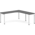Elements Radius Desk 72" x 72" with Right Return - Newport Grey with White Legs