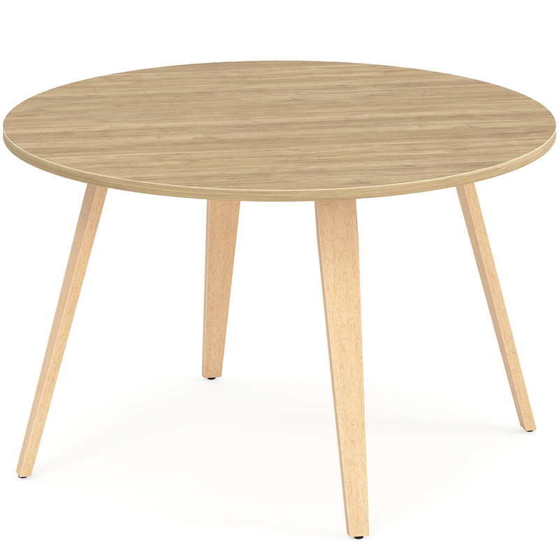 Signature Round Meeting Table 48" - Aspen with Natural Oak Wood Legs
