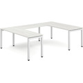 Elements U-Shape Desk 102" x 72" - Silver Birch with White Legs