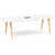 8' Signature Boat Shape Conference Table - White Top, Black Mount, Natural Oak Wooden Legs