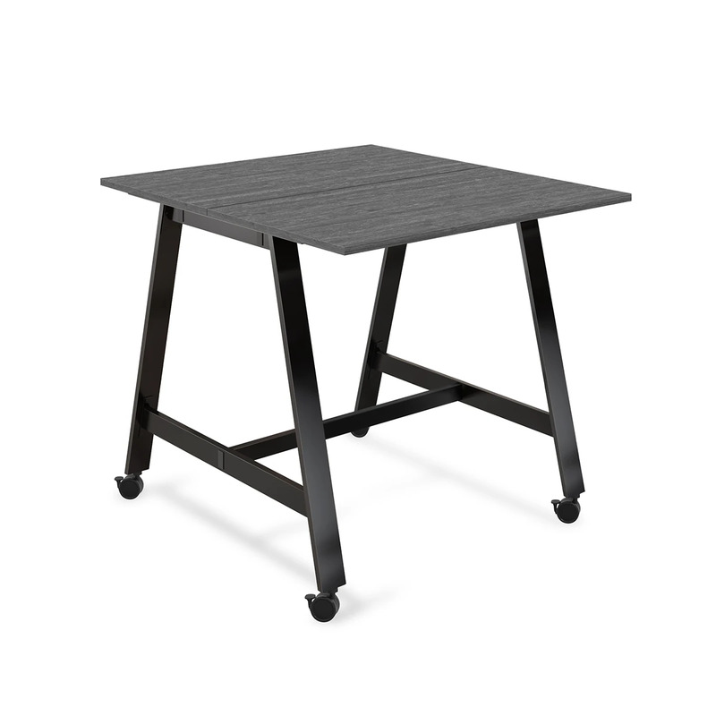 Signature Bistro Benching Table 48" x 48" - Newport Grey with Black Legs