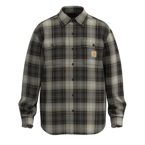 CARHARTT 107013 - Loose Fit Heavyweight Flannel Long-Sleeve Plaid Shirt - Black