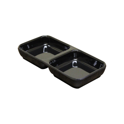 Thunder Group 19002BK 4 oz 6" x 3" Twin Sauce Dish