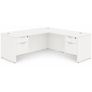 CLALD1043- Classic L-Shape Desk 71" W x 30" D with 47" Return and 2 Box/File Pedestals- White