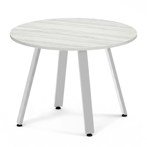 Signature Round Meeting Table 42" - Silver Birch with Silver Metal Legs