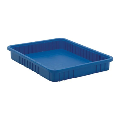 Divider Box Container - Plastic - 22-1/2" x 17-1/2" x 3" - 0.44 cu ft - Light Blue