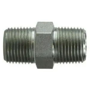 Hex Nipple, 3/8 in MPT x 3/8 in MPT, Steel