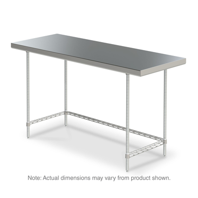 Metro WTS2448US Space Saver Stainless Steel Stationary Worktable with Bottom 3-Sided Frame, 24" x 48"