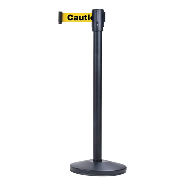 Free-Standing Crowd Control Barrier - 7' Yellow Tape - Printed Caution