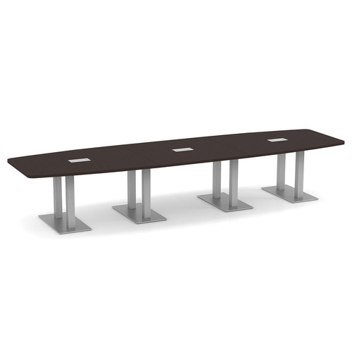 Boat-Shape Conference Table 14 Ft with Palmer Brushed Double Base - Espresso