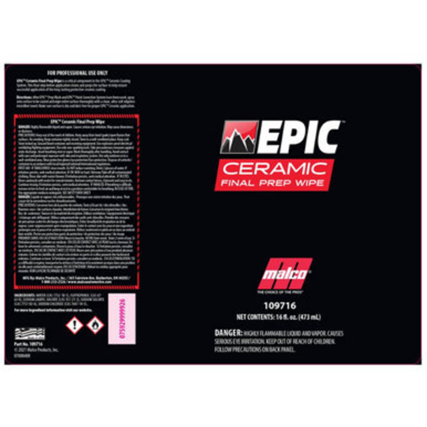 EPIC® Ceramic Final Prep Wipe 16oz