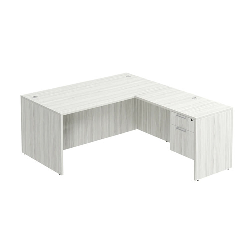 Classic L-Shape Desk 72" x 66" with Box/File Pedestal - Silver Birch
