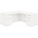 CLALD2036- Classic L-Shape Desk 60" W x 30" D with 42" Return and 2 Full Pedestals- White