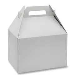 9 X 6 X 6" WHITE GLOSS GABLE BOX WITH HANDLE, NO PRINT, 100/CS