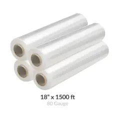 18" X 1500' 80 GAUGE CLEAR STRETCH FILM, 4 RLS/CS 24/ PLT E1.08018A
