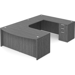 CLAUD1012R- Right-Handed Classic U-Shape Bowfront Executive Workstation 71" W x 107" D with Box/Box/File Pedestal- Newport Gray
