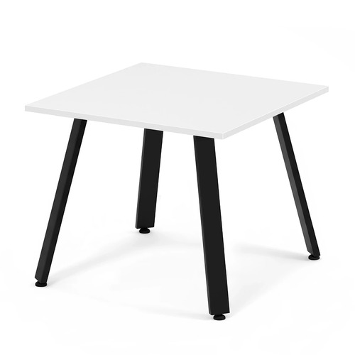 Signature Square Meeting Table 36"- White with Black Metal Legs