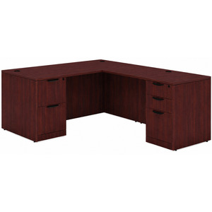 CLALD2036- Classic L-Shape Desk 60" W x 30" D with 42" Return and 2 Full Pedestals- Mahogany