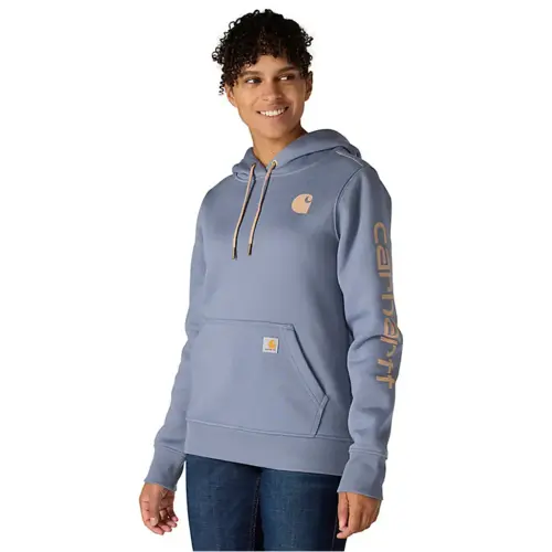 CARHARTT 102791 - Relaxed Fit Midweight Logo Sleeve Graphic Sweatshirt - Light Faded Navy Heather/Light Taupe Hea