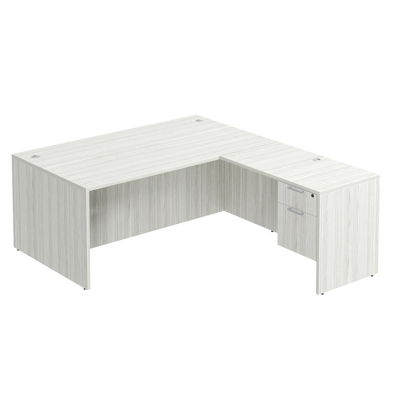 Classic L-Shape Desk 78" x 71" with Box/File Pedestal - Silver Birch