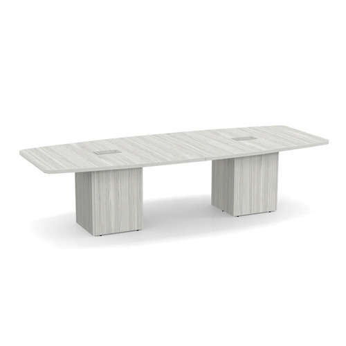 Boat-Shape Conference Table 10 Ft with Cube Base - Silver Birch