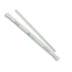 8" CLEAR COMPOSTABLE PLASTIC JUMBO STRAW, WRAPPED, 400/BOX, 12 BOXES/CASE, PLA-S6W-C