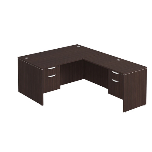 Classic L-Shape Desk 77" x 60" with 2 Box/File Pedestals - Espresso