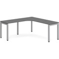 Elements Radius Desk 72" x 72" with Left Return - Newport Grey with Silver Legs