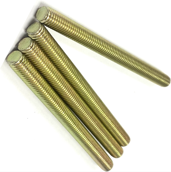 1 1/4" - 12 X 36" FULLY THREADED STRAIGHT ROD SAE J429 GR 8 ZINC TRIVALENT YELLOW
