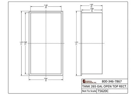 265 Gallon Polyethylene Open Top Rectangle Tank,78" x 37" x 26"