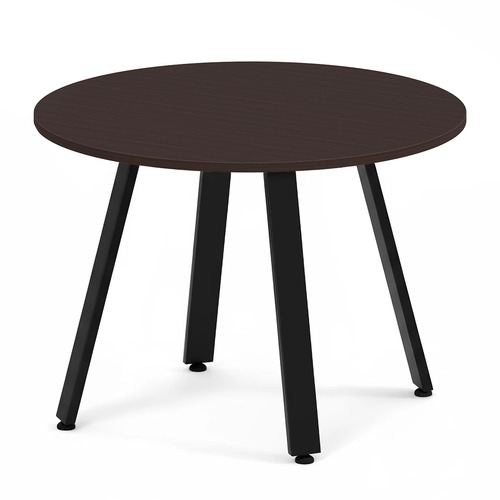 Signature Round Meeting Table 42" - Espresso with Black Metal Legs