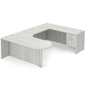 Classic U-Shape Bullet Executive Workstation 101" x 71" Right Hand with Box/File Pedestal - Silver Birch with Silver Post Finish