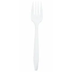 V01797 WHITE MEDIUM WEIGHT PLASTIC FORK, INDIVIDUALLY WRAPPED, 1000/CS