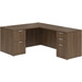 CLALD2036- Classic L-Shape Desk 60" W x 30" D with 42" Return and 2 Full Pedestals- Modern Walnut