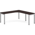 Elements Radius Desk 72" x 72" with Right Return - Espresso with Silver Legs