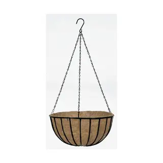 Black Wire Traditional Hanging Basket with Coco Liner