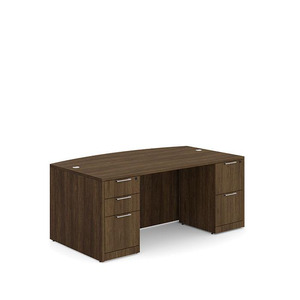 PL189 71" BOW FRONT DESK SHELL- MODERN WALNUT